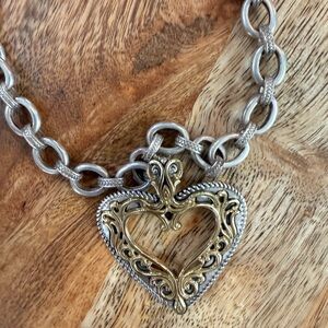 American West Sterling Silver and Gold Heart Necklace